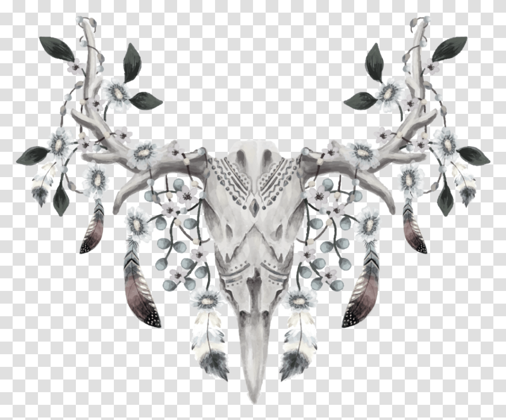 Deer Skull Shower Curtain Spring Hooks, Chandelier, Lamp, Antler, Silver Transparent Png