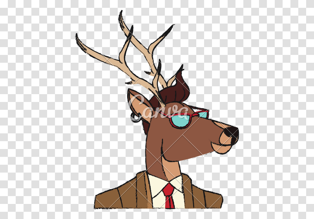Deer Wearing A Suit, Antler, Elk, Wildlife, Mammal Transparent Png