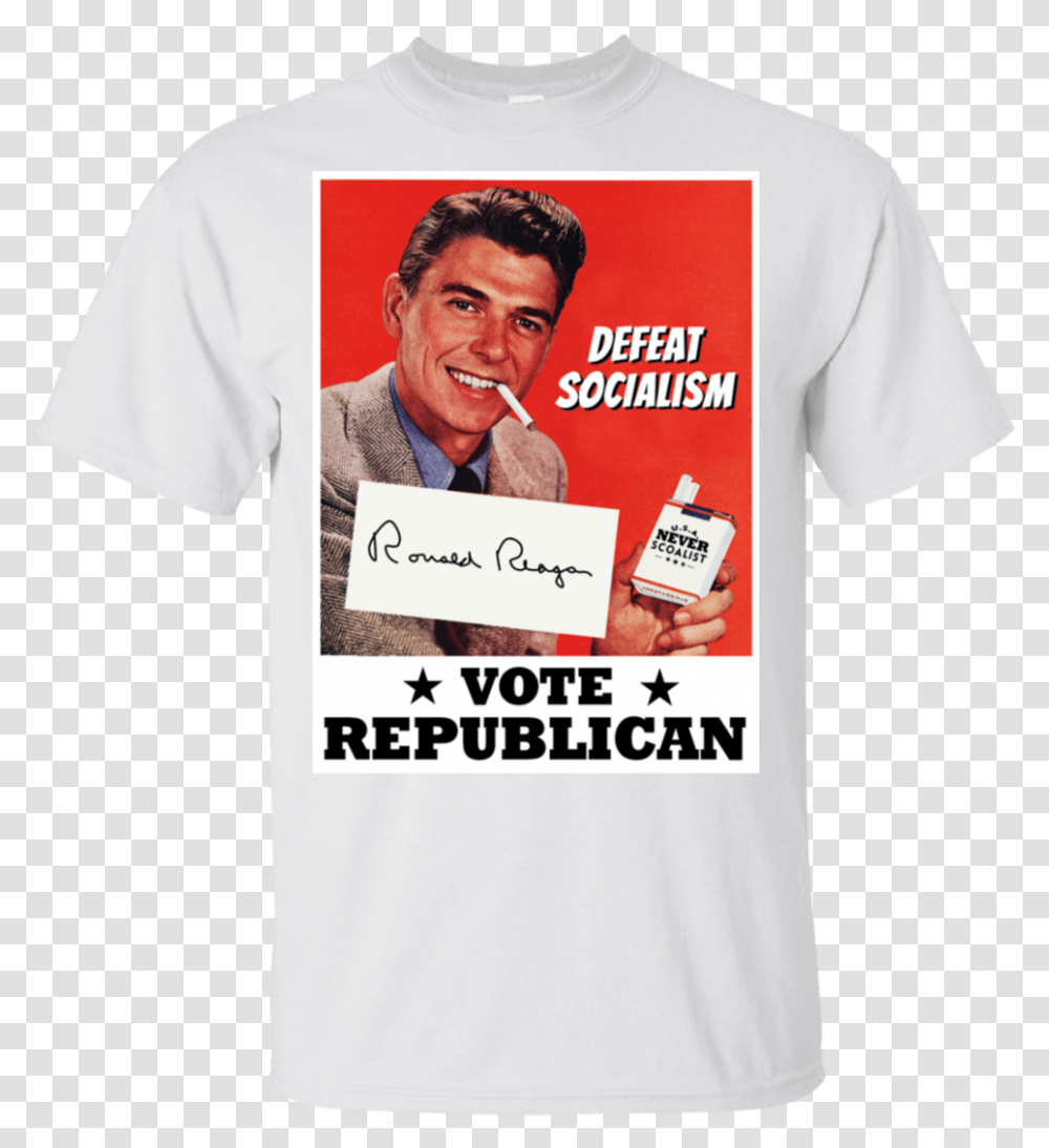 Defeat Socialism Ronald Reagan, Apparel, T-Shirt, Person Transparent Png