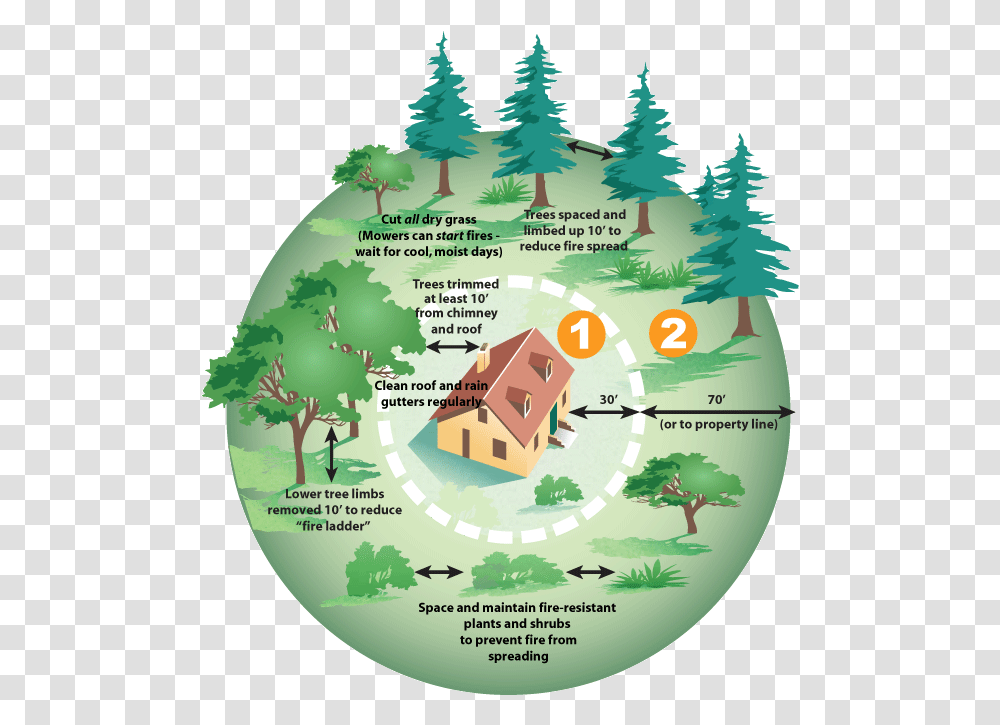 Defensive Space Diagram Wui Defensible Space, Vegetation, Plant, Land, Outdoors Transparent Png