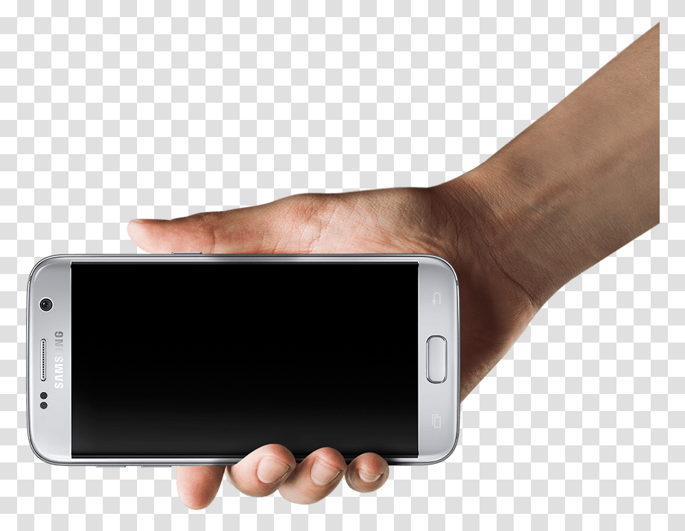 Defined Hand Holding Galaxy S7 Edge Horizontally S7 Edge In Hand, Mobile Phone, Electronics, Cell Phone, Person Transparent Png