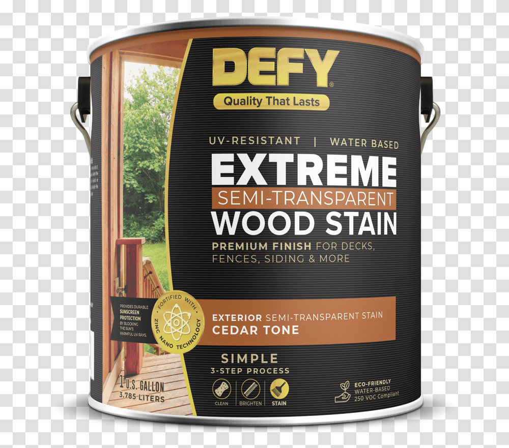 Defy Extreme Semi Wood Stain 1gal Cedar Defy Extreme Solid Color Stain, Tin, Can, Paint Container, Drum Transparent Png
