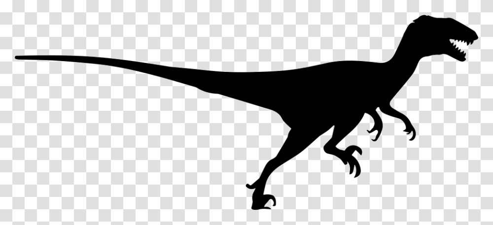 Deinonychus Dinosaur Silhouette Side View Icon Free, Reptile, Animal, T-Rex Transparent Png