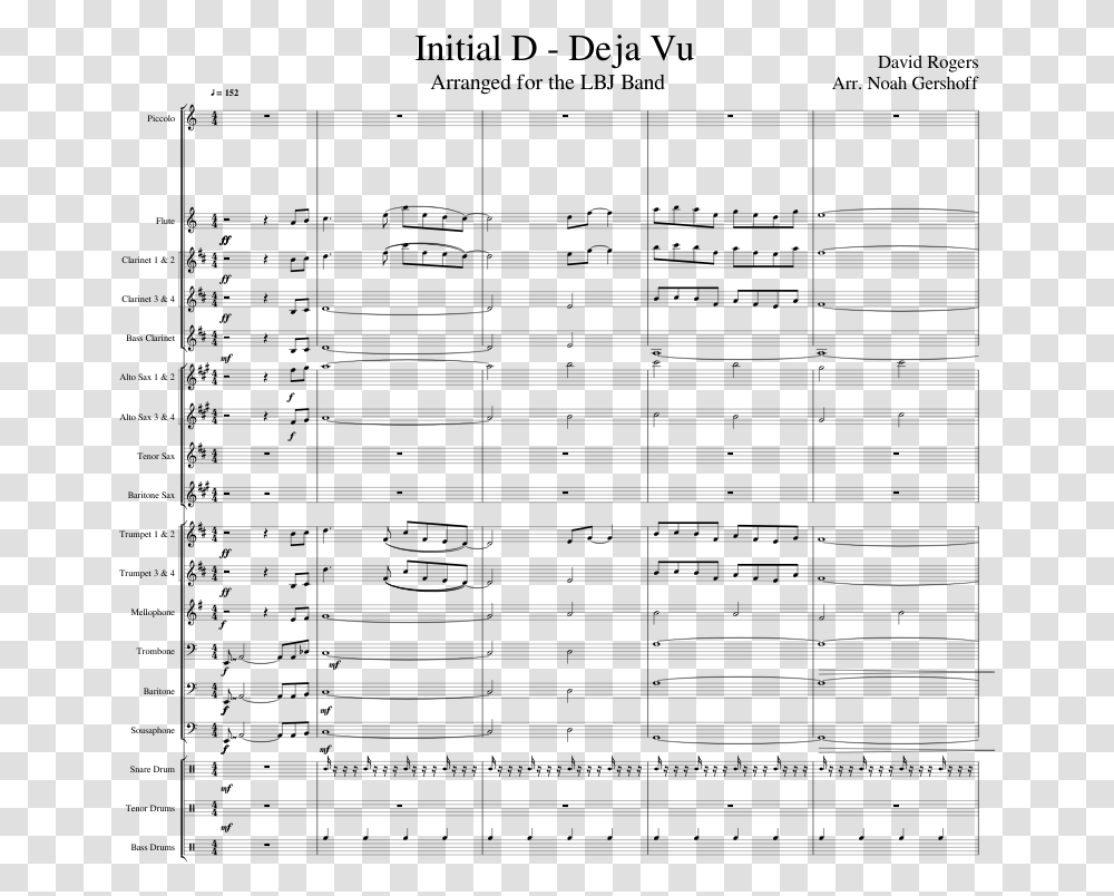 Deja Vu For Marching Band Sheet Music For Flute Clarinet Sea Of Wisdom Score, Gray, World Of Warcraft Transparent Png