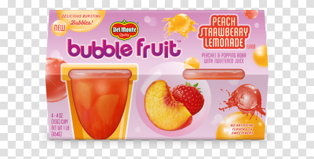 Del Monte Peach Strawberry Lemonade Bubble Fruit 4 Del Monte Bubble Fruit, Food, Plant, Raspberry, Jelly Transparent Png