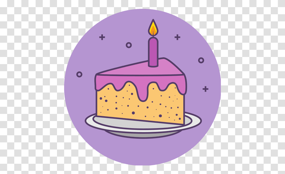 Delicious Slice Cake Birthday Detailed Birthday Party, Candle, Food, Dessert, Purple Transparent Png