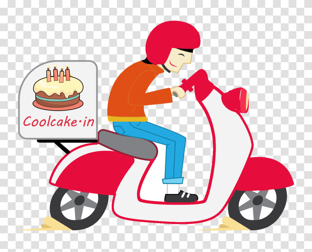 Delivery Clipart Delivery Scooter, Vehicle, Transportation, Motorcycle, Person Transparent Png