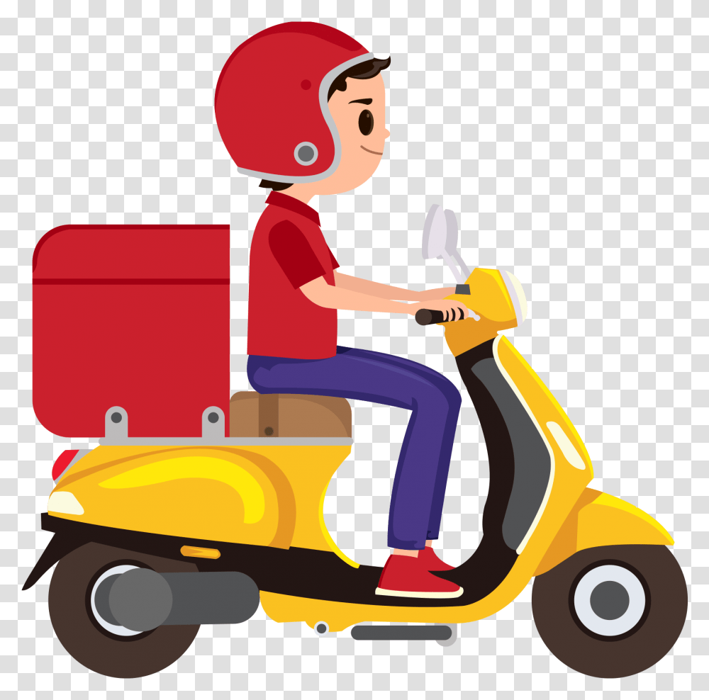 Delivery Delivery Boy With Bike, Lawn Mower, Tool, Vehicle, Transportation Transparent Png