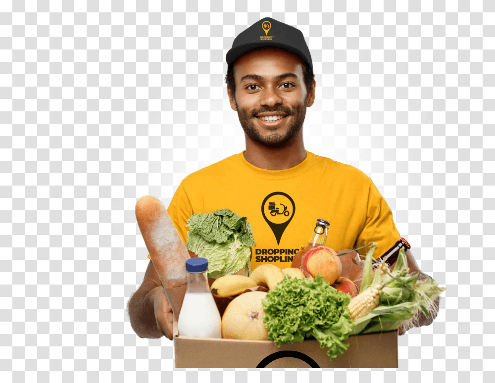 Delivery Food Man Groceries Deliveries, Plant, Person, Human, Broccoli Transparent Png
