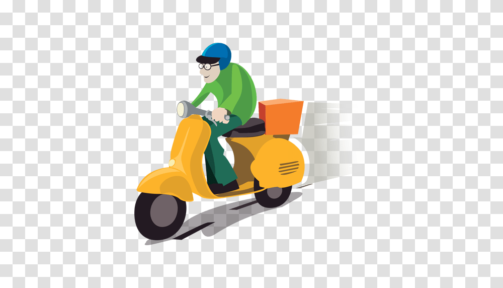 Delivery Man On Motorbike, Vehicle, Transportation, Moped, Motor Scooter Transparent Png