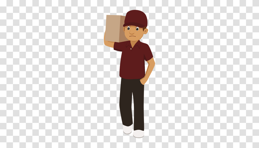Delivery Man Parcel Cartoon, Standing, Person, Human, Boy Transparent Png