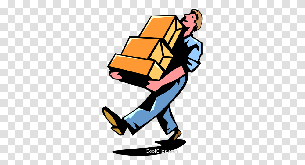 Delivery Man Royalty Free Vector Clip Art Illustration, Cardboard, Package Delivery, Carton, Box Transparent Png