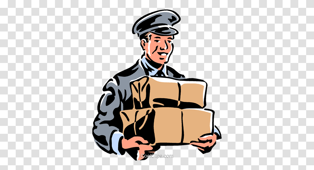 Delivery Man Royalty Free Vector Clip Art Illustration, Person, Human, Military Uniform, Helmet Transparent Png