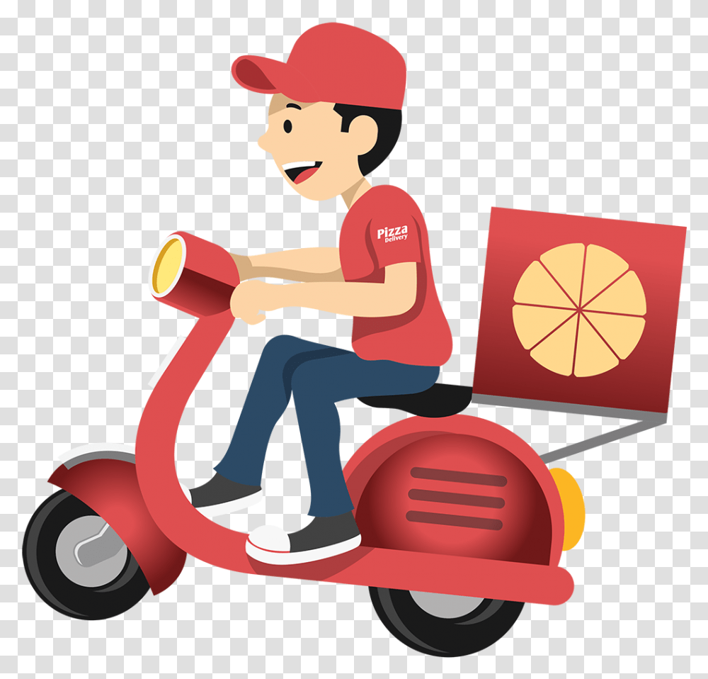Delivery Man Vector Bike, Vehicle, Transportation, Scooter, Lawn Mower Transparent Png