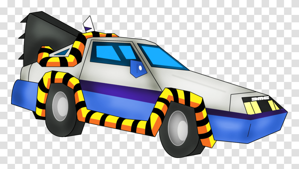 Delorean From Back To The Future Cartoon, Vehicle, Transportation, Automobile, Police Car Transparent Png