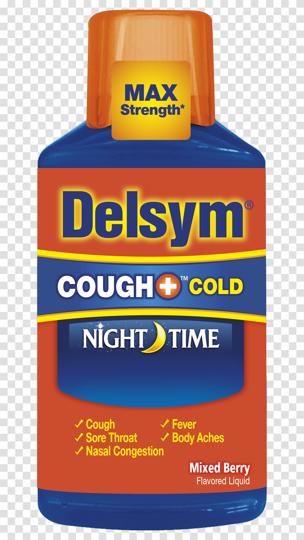 Delsym Cough Cold Night Time Cold Medicine For Adults, Word, Advertisement, Food Transparent Png
