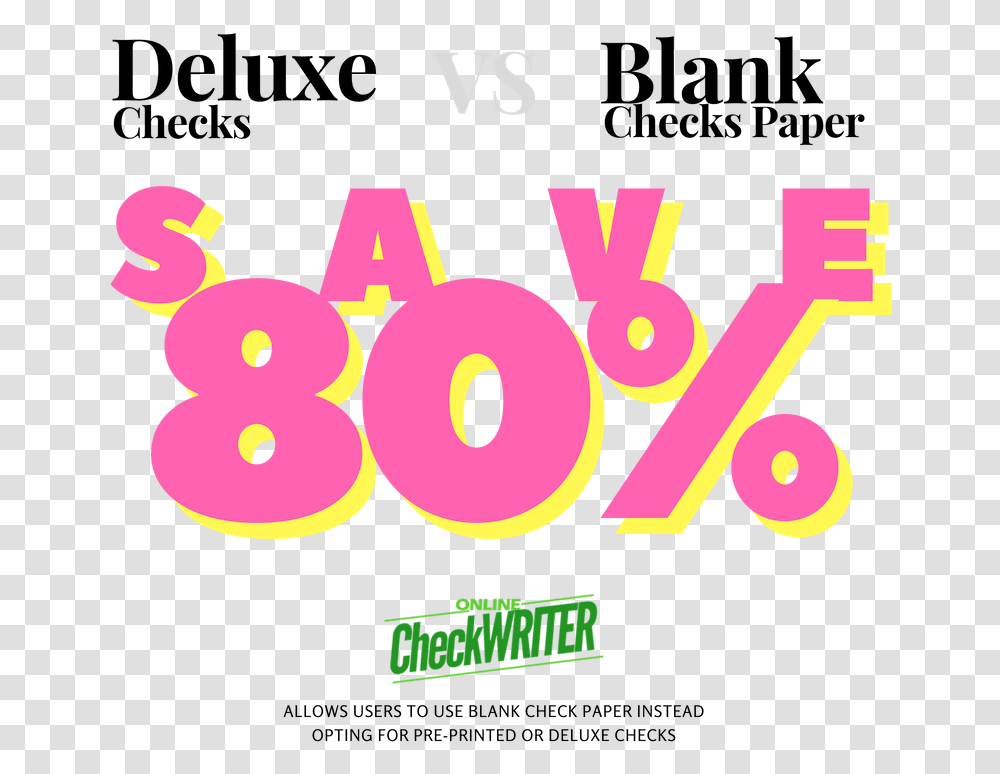 Deluxe Checks Vs Blank Check Paper Graphic Design, Alphabet, Number Transparent Png