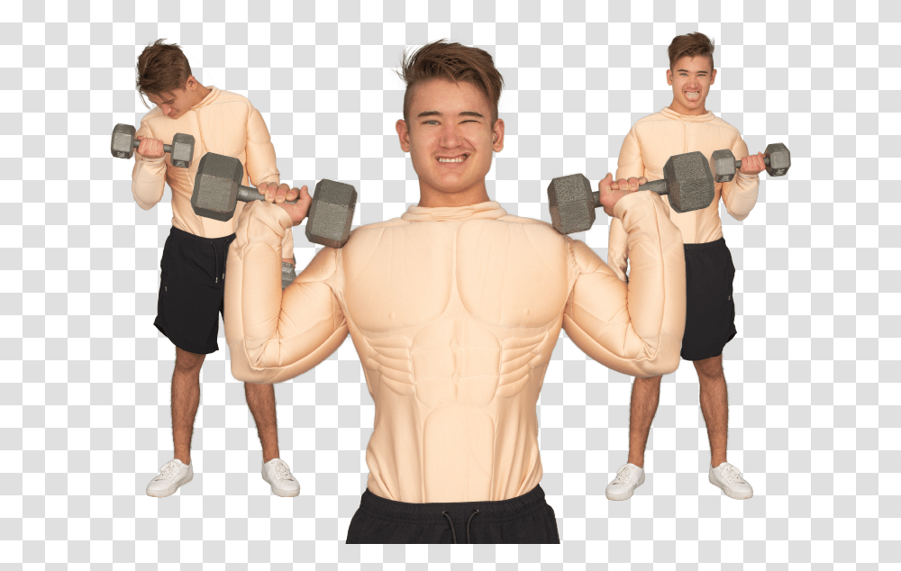 Deluxe Muscle Suit Costume Biceps Curl, Person, Head, Torso Transparent Png