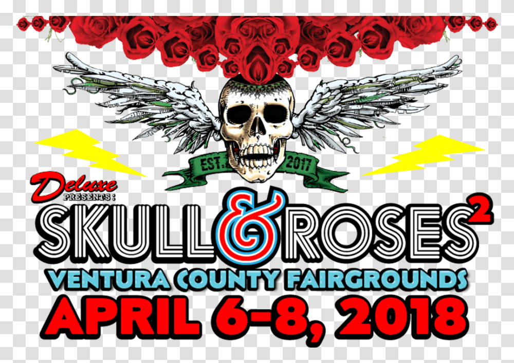 Deluxe Presents Skull Amp Roses Festival Ventura Ca Graphic Design, Advertisement, Poster, Flyer, Paper Transparent Png
