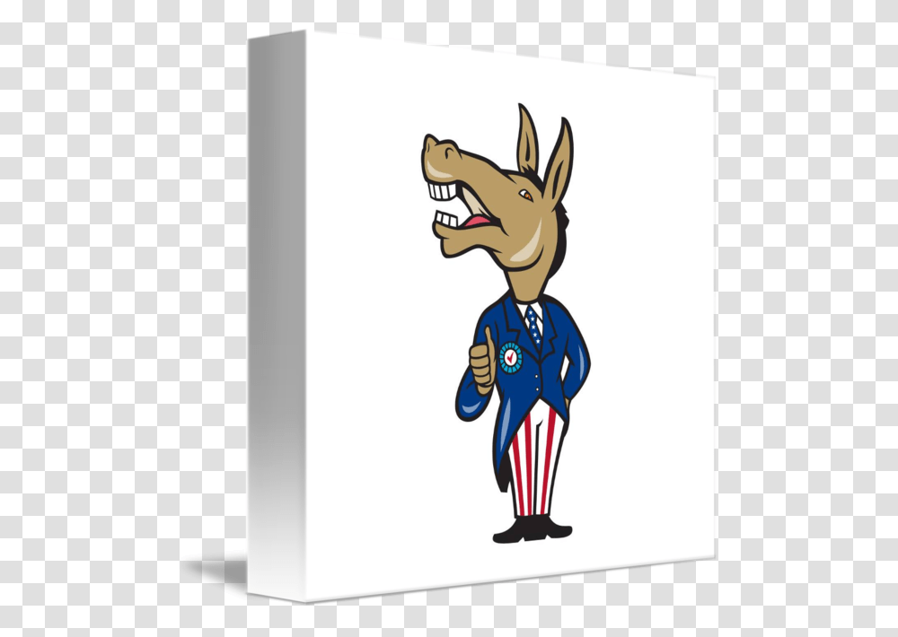 Democrat Donkey Mascot Thumbs Up Cartoon, Animal, Costume, Person, Mammal Transparent Png