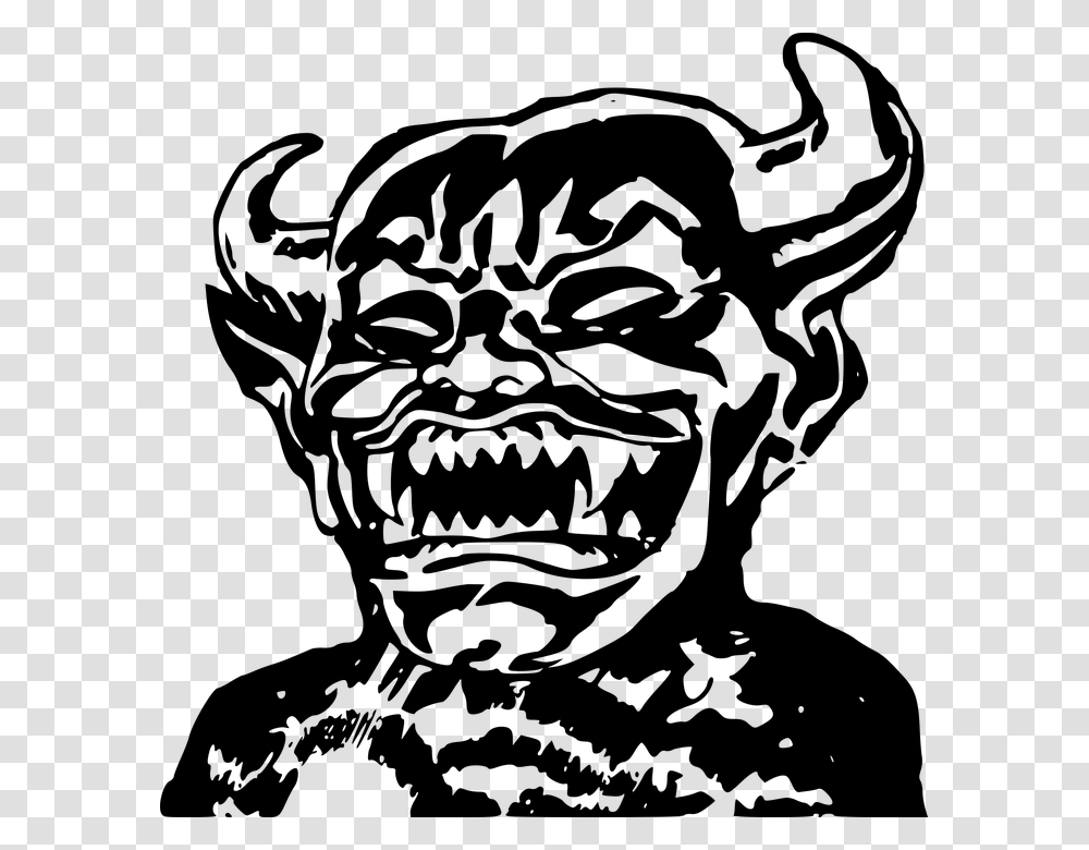 Demon Devil Evil Horns Horror Monster Devil Face, Gray, World Of Warcraft Transparent Png