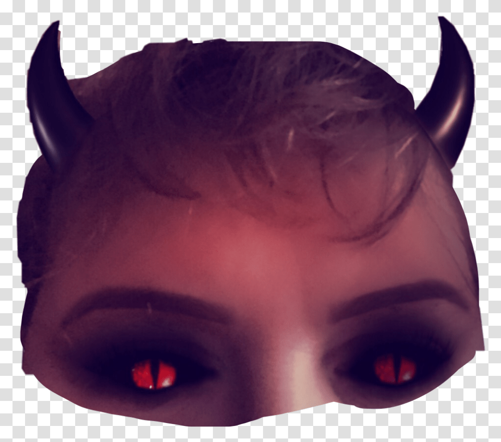 Demon Devil Eyes Red Horns Sticker By Kimmytasset Supernatural Creature, Person, Human, Head, Doll Transparent Png