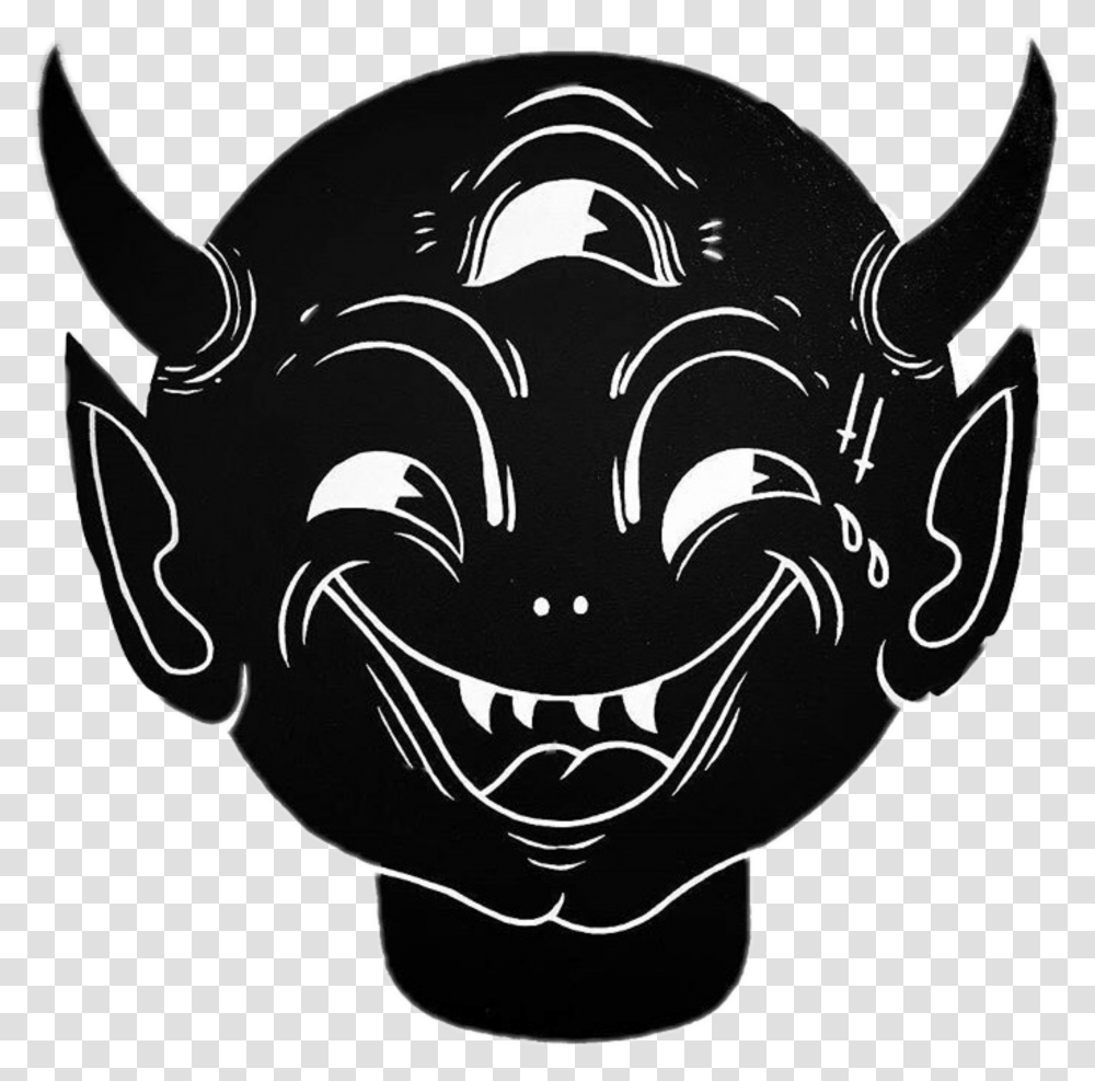 Demon Head Face Illustration, Stencil Transparent Png