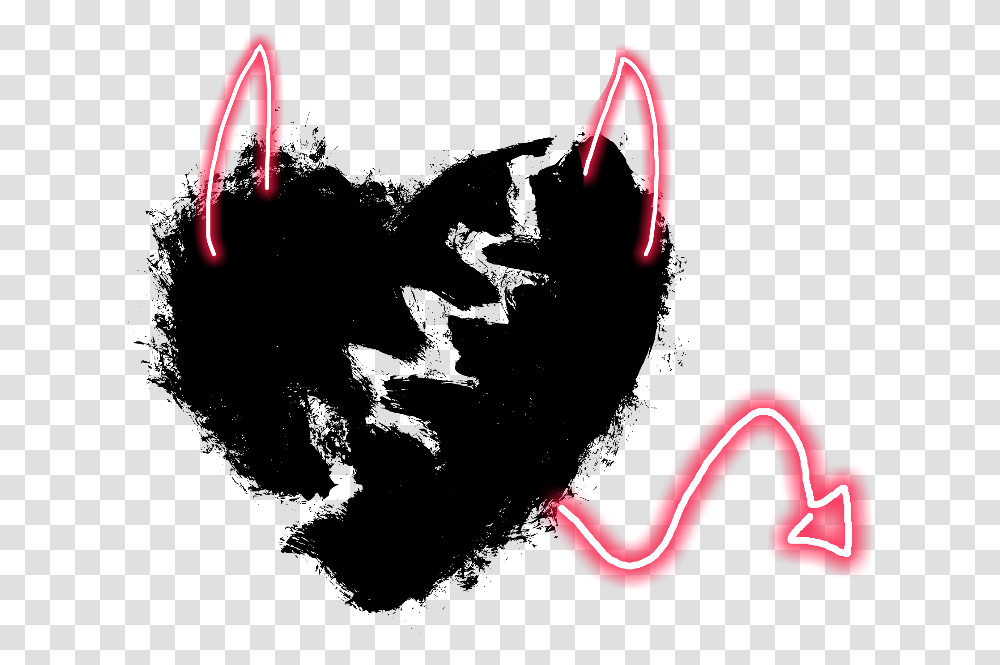 Demon Heart Black Hearts Red Angry Evil Magic Drawn Broken Heart, Light, Neon Transparent Png
