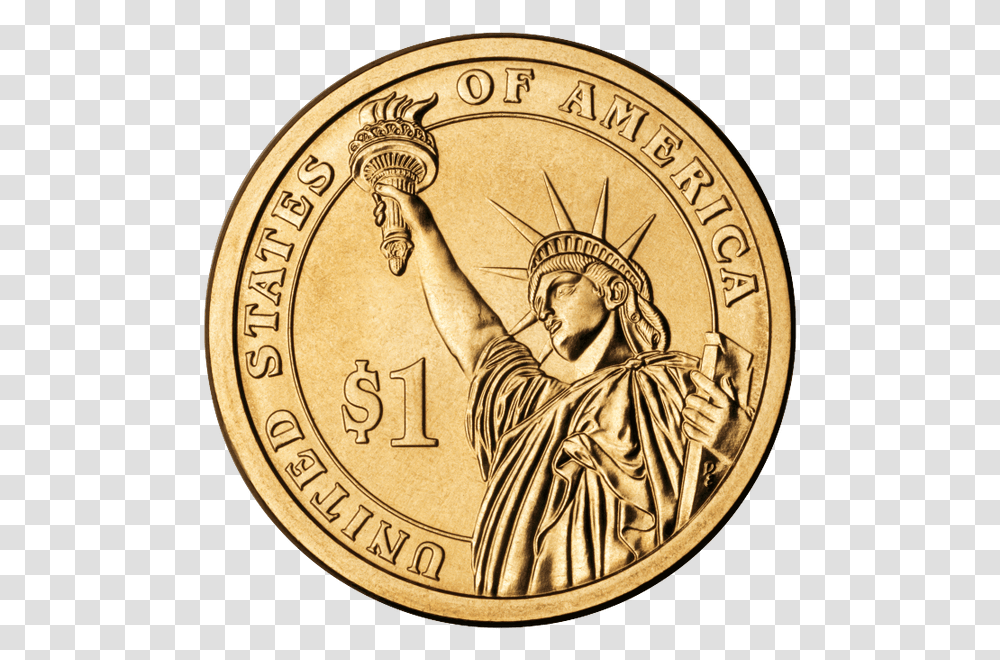 Dengi Zolotaya Moneta Zolotoj Dollar Ssha Statuya United States Of America, Coin, Money, Gold, Person Transparent Png