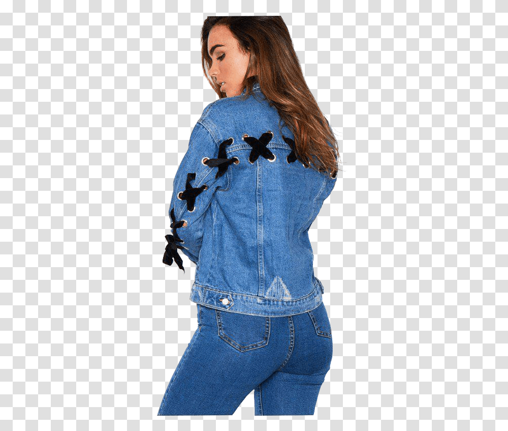 Denim Jacket With Ties Girl, Pants, Apparel, Jeans Transparent Png