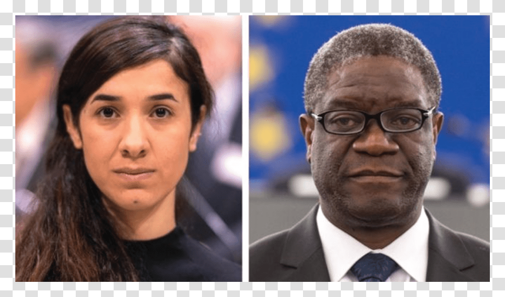 Denis Mukwege And Nadia Murad, Face, Person, Tie, Accessories Transparent Png