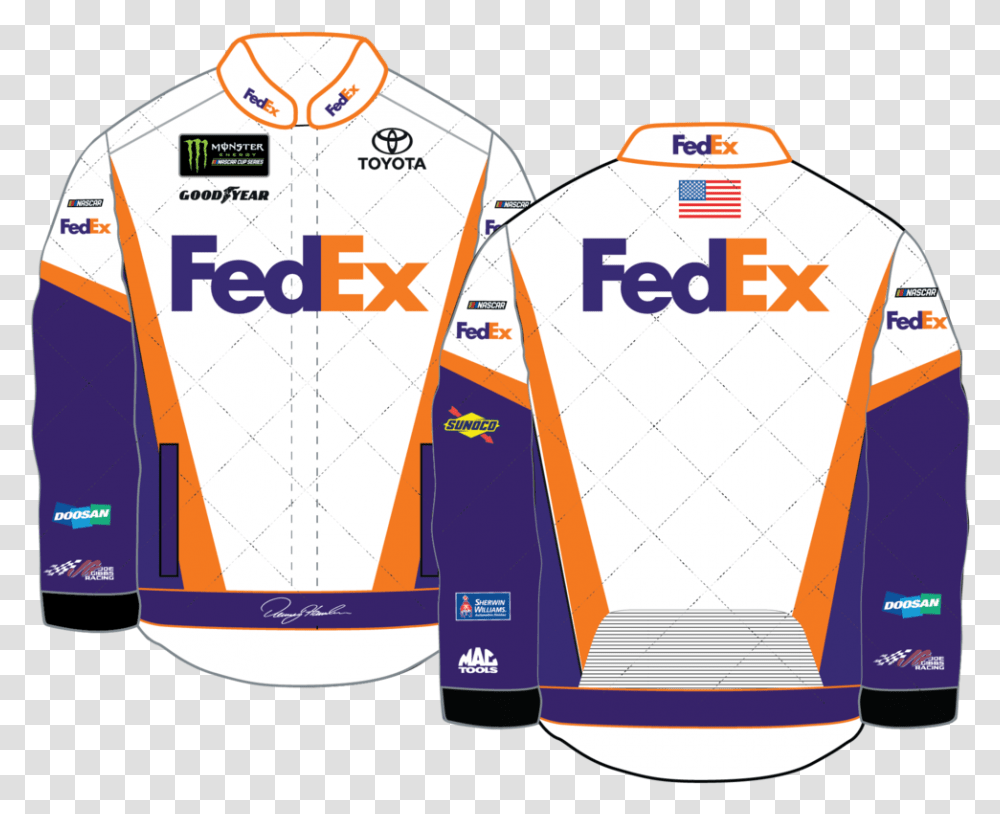 Denny Hamlin 2019 Fedex Pit Jacket Fedex, Clothing, Apparel, Shirt, Text Transparent Png