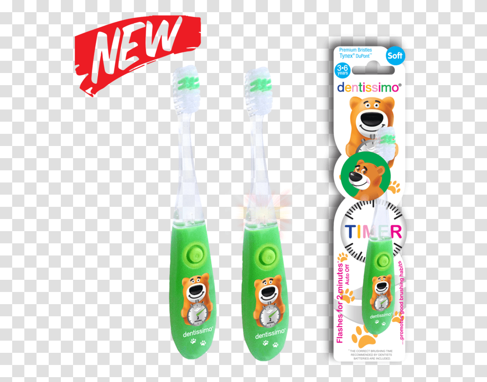 Dentissimo Kids Timer Toothbrush, Tool, Toothpaste Transparent Png
