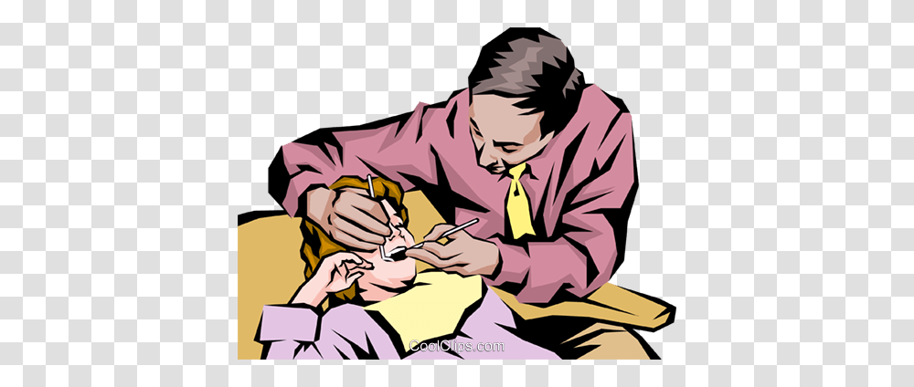 Dentist Checking Patients Teeth Royalty Free Vector Clip Art, Person, Book, Worker, Hairdresser Transparent Png