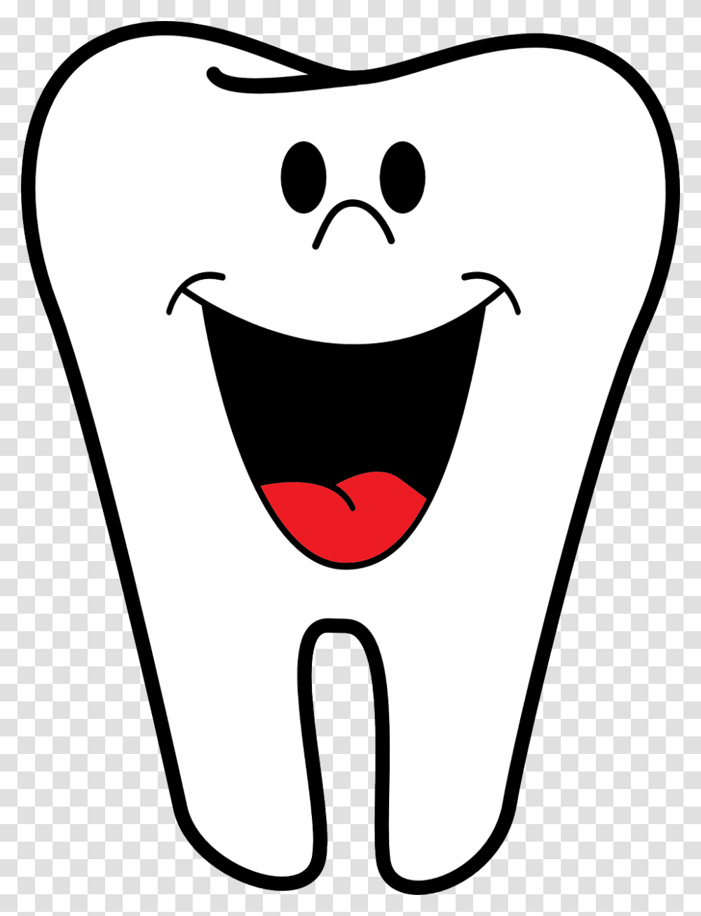 Dentist Teeth Tooth Happy Smiling White Face Cartoon Tooth, Label, Light, Stencil Transparent Png