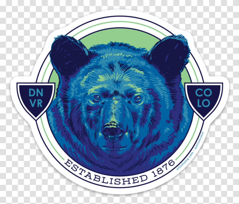 Denver Blue Bear Sticker Head, Wildlife, Animal, Mammal, Dog Transparent Png