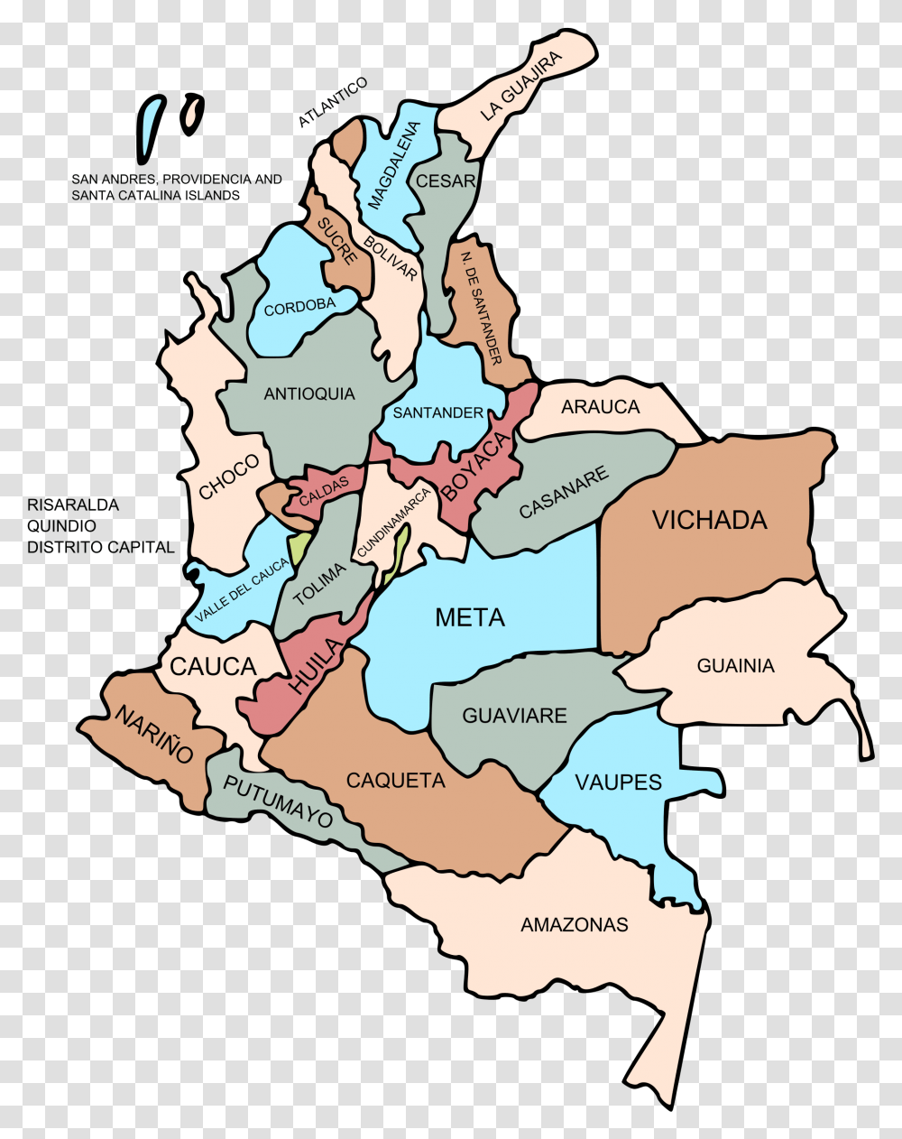 Departments Of Colombia Svg Colombia Map Departments, Diagram, Plot, Atlas, Vegetation Transparent Png