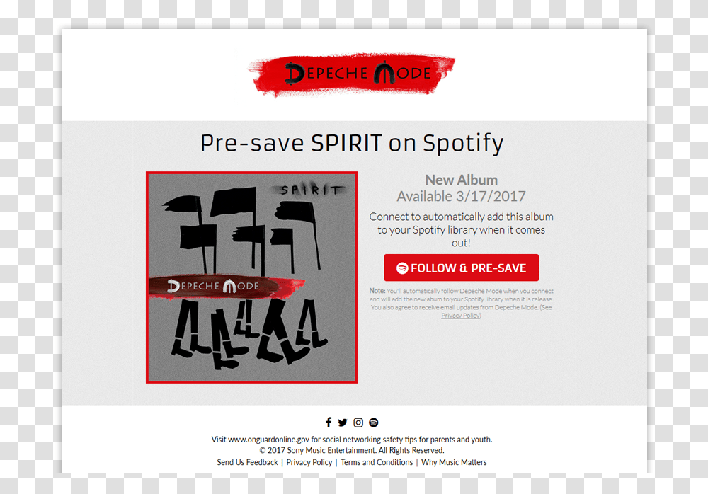 Depeche Mode Spirit Presave For Spotify Flyer, Advertisement, Poster, Paper Transparent Png