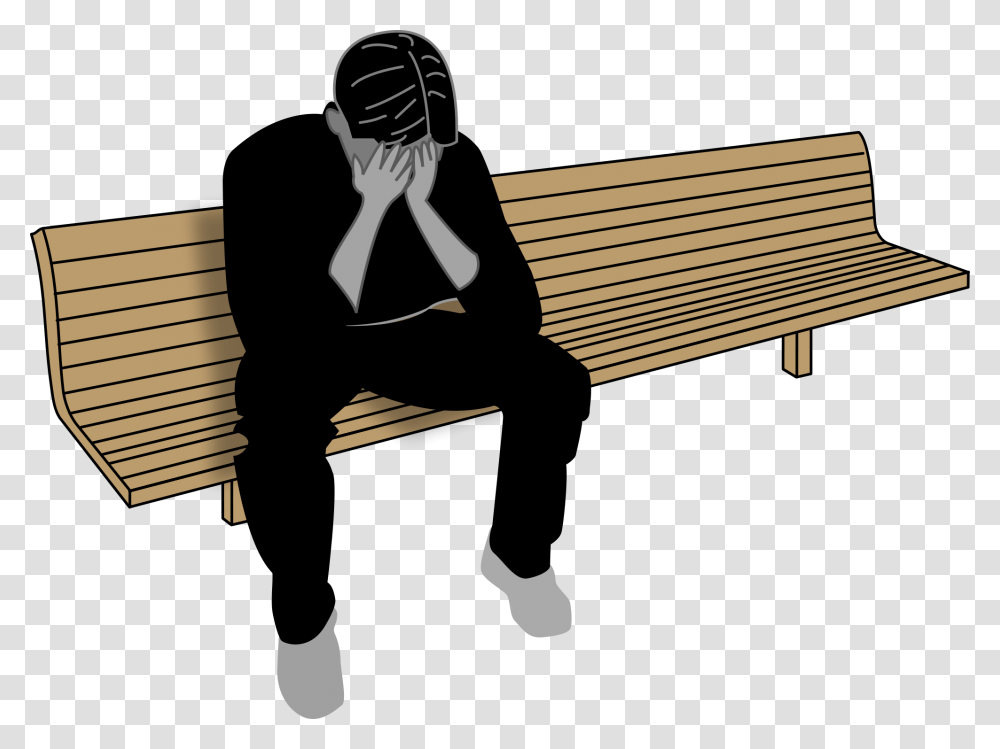 Depressed Man, Furniture, Bench, Park Bench, Person Transparent Png