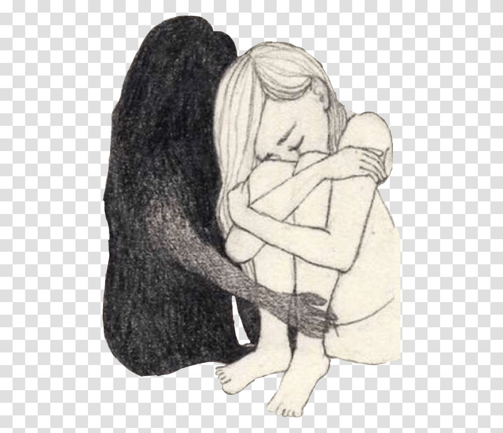 Depression Depressing Lovely Sad Alone Sticker You Will Never Touch Me Again, Person, Human, Drawing Transparent Png