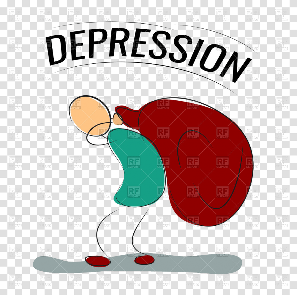 Depression Man Bears Big Sack Concept Vector Image Dibujos De La Gran Depresion, Word, Menu, Alphabet Transparent Png