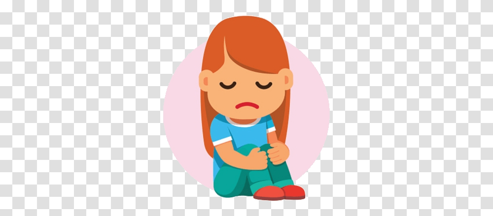 Depression Sad Child Clipart Cartoon Image Of Free Cartoon Girl Sitting Down, Rattle, Photography, Reading, Baby Transparent Png