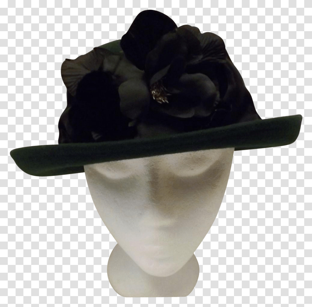 Derby Hat Hunter Green Bowler Derby Women's Hat With Flower, Clothing, Apparel, Sun Hat, Sweets Transparent Png