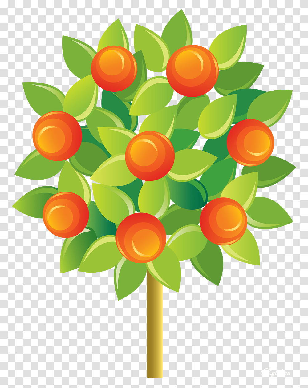 Derevya Na Prozrachnom Fone Rastrovij Klipart Tangerine Tree Cartoon, Floral Design, Pattern, Food Transparent Png