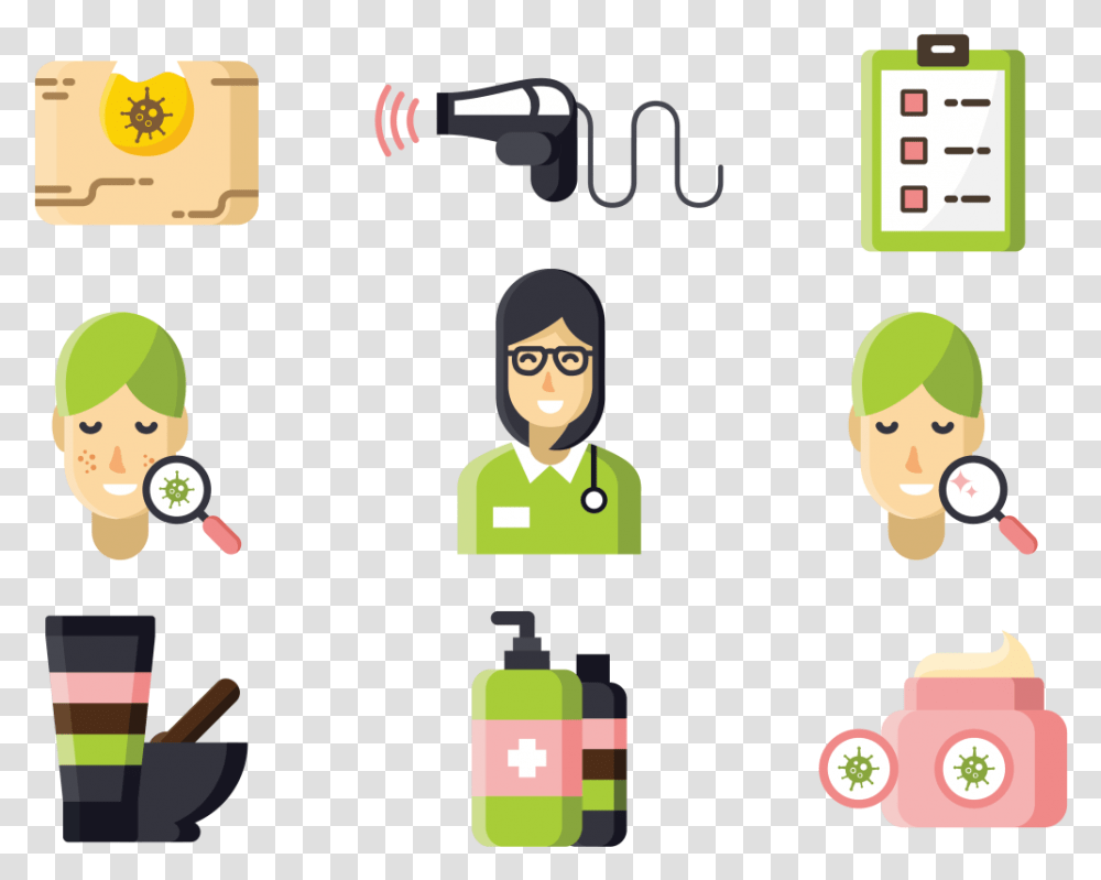 Dermatology Icons Vector Cartoon, Person, Face, Performer Transparent Png