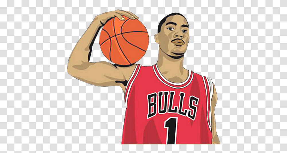 Derrick Rose Cartoon Bull Nba Basketball Player, People, Person, Human, Sport Transparent Png