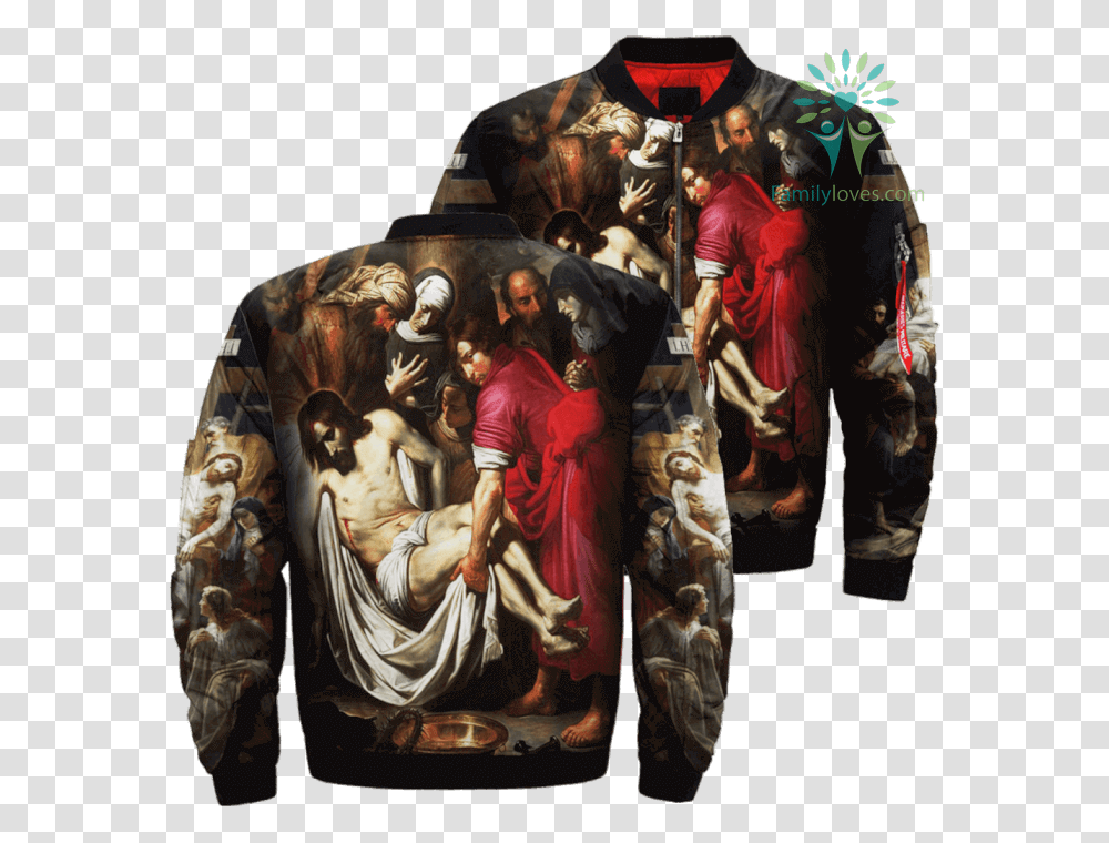 Descendants From The Cross Of Giorgio Vasari Over Print Jesus Jacket, Apparel, Person, Human Transparent Png
