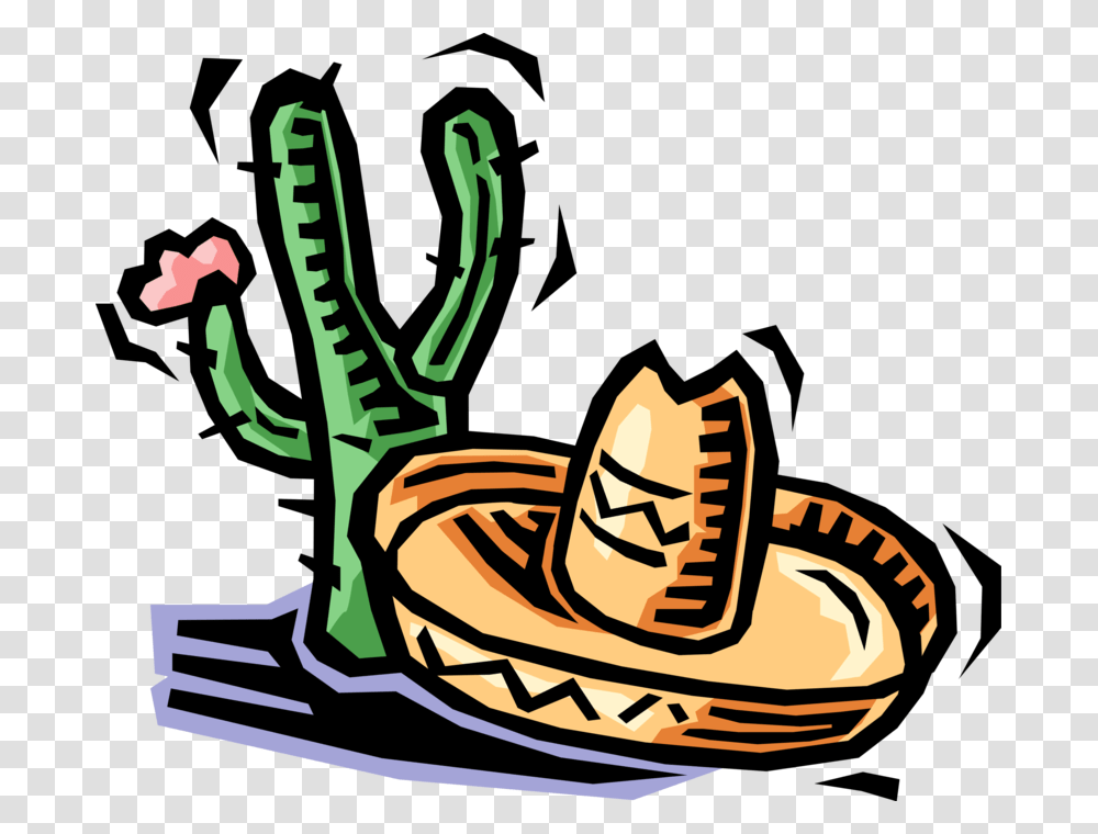 Desert Cactus And Mexican Sombrero Hat, Apparel Transparent Png