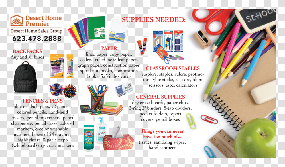 Desert Home Premier S Back To School Supply Drive Stationery And Books Hd, Poster, Advertisement, Flyer, Paper Transparent Png