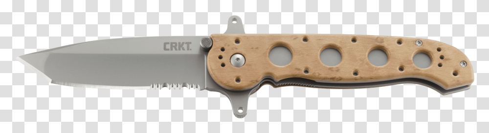 Desert Tanto With Triple Point Serrations Crkt Wood Grain Knife, Blade, Weapon, Weaponry, Plywood Transparent Png